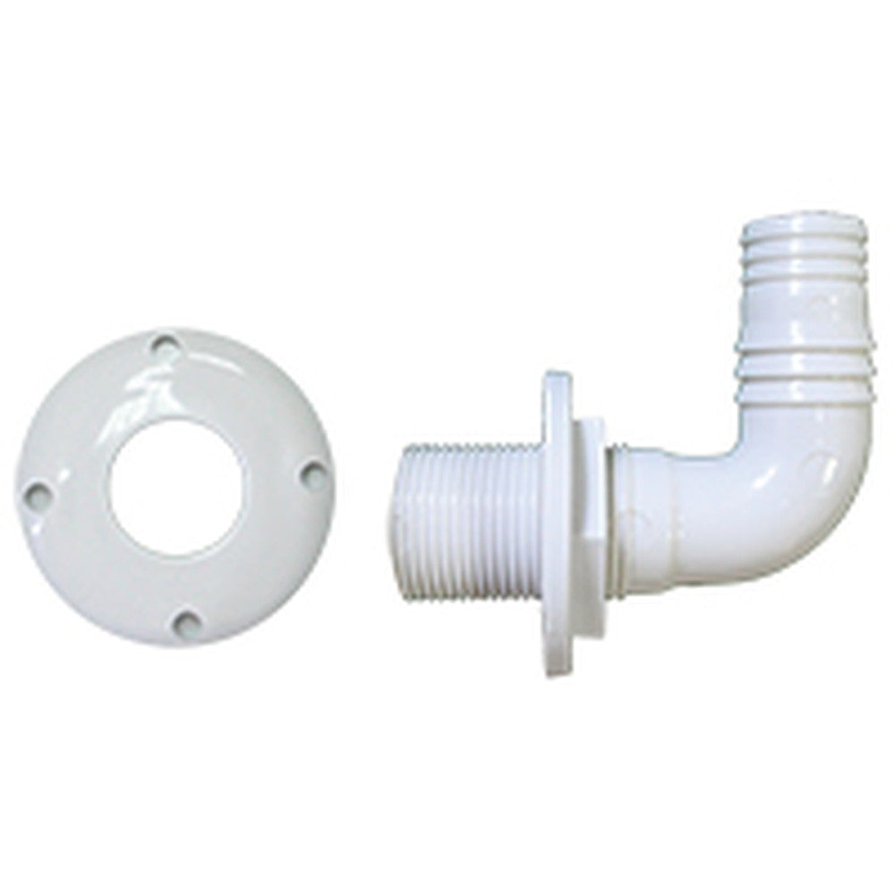 Nuova Rade Thru-Hull Elbow 90º, Hose Ø1 '' (25Mm), Scr. Flange, White