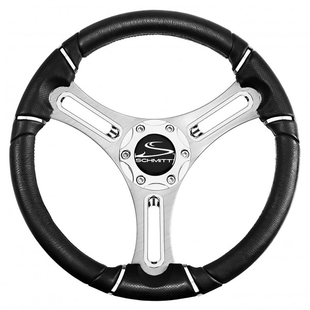 Schmitt Marine Torcello 14" Wheel - 04 Series - Polyurethane Wheel w/Chrome Trim and Cap - Brushed Spokes - 3/4" Tapered Shaft