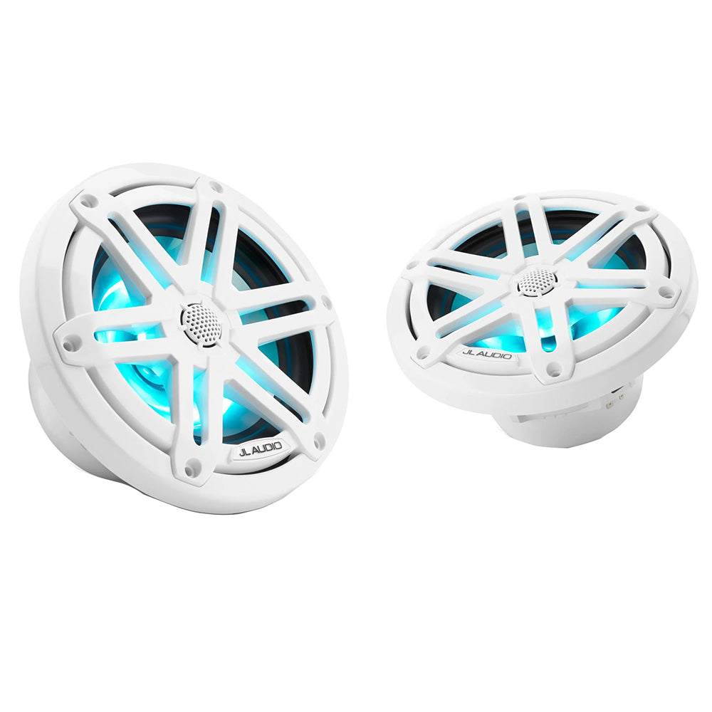 JL Audio M3 Series 6.5" Waterproof Coaxial Speakers w/Gloss White Sport Grilles w/RGB LED Lighting - M3-650X-S-Gw-i (010-03064-00)
