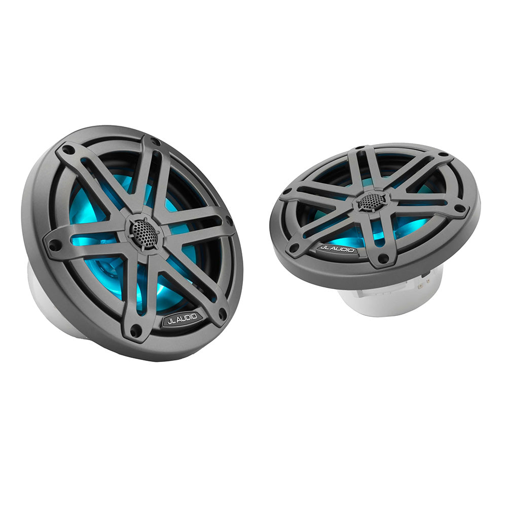 JL Audio M3 Series 6.5" Waterproof Coaxial Speakers w/Grey Metallic Sport Grilles w/RGB LED Lighting - M3-650X-S-Gm-i (010-03062-00)