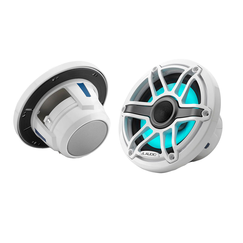 JL Audio M6 Series 6.5" Marine Coaxial Speakers w/Gloss White Sport Grille and Transflective LED Lighting - M6-650X-S-GwGw-i