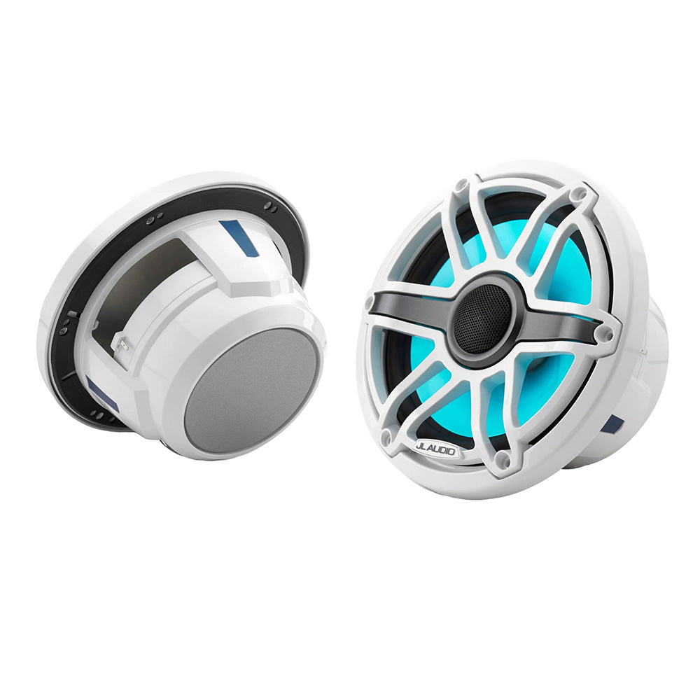JL Audio M6 Series 7.7" Waterproof Coaxial Speakers w/Gloss White Sport Grille and Transflective LED Lighting - M6-770X-S-GwGw-i (010-03074-00)