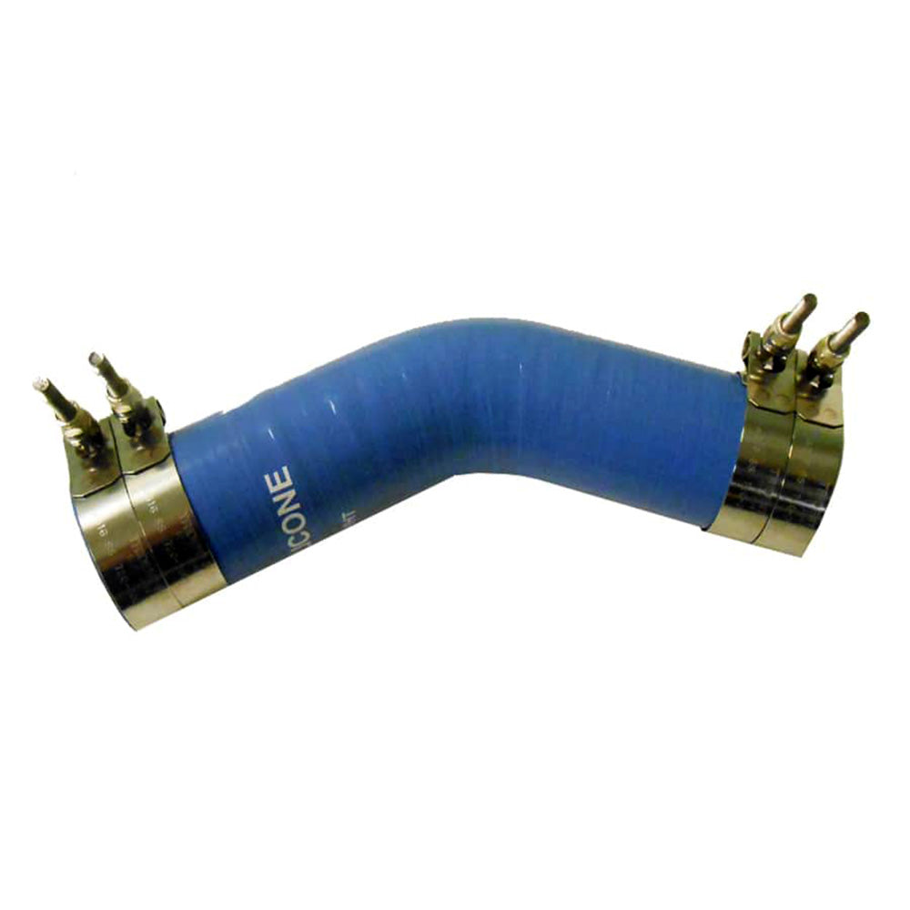 Trident Marine 2-1/2" ID 45 Degree Blue Silicone Molded Wet Exhaust Elbow w/4 T-Bolt Clamps