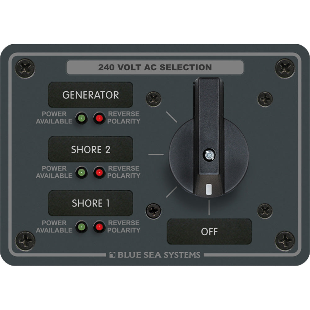 Blue Sea 8361 AC Rotary Switch Panel 65 Ampere 3 Positions + OFF, 3 Pole (8361)