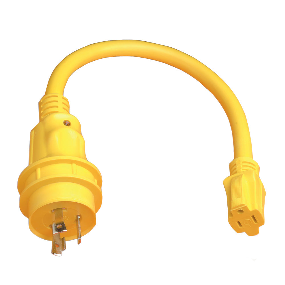 Marinco Pigtail Adapter, 15A Female to 30A Male