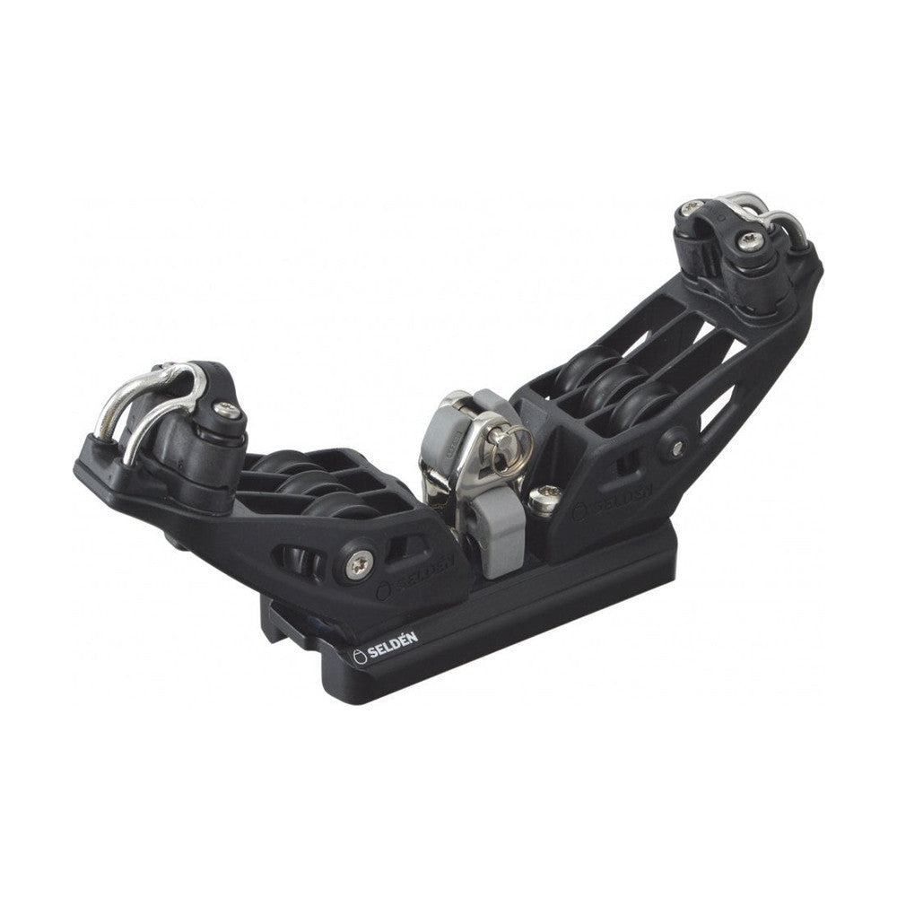 Selden System 22 - Main Ball Bearing Car, Triple Plain Bearing Sheaves and Arm with 27 mm Cam Cleat, Stainless Toggle with Stand-Up