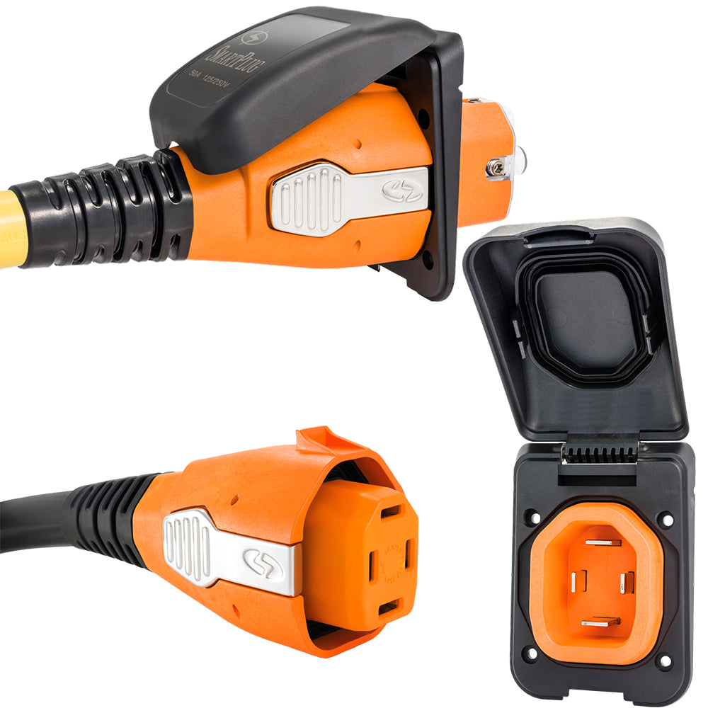SmartPlug 50 AMP Inlet and Female Cord Connector Combo - Black (B50ASSYPB)
