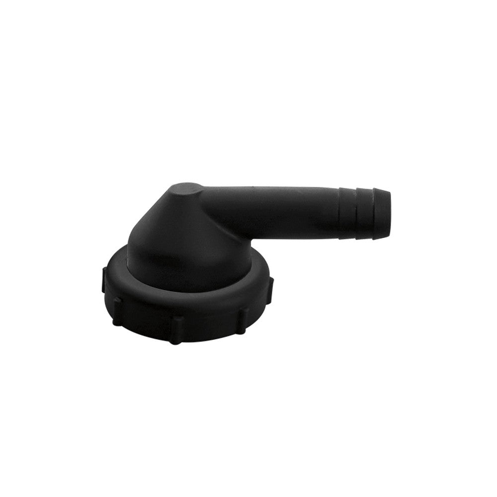 Nuova Rade Outlet Elbow Fitting, For Ø 1'' (12 Mm) Hose, 1 1/2'' Thread Tightening Ring, Black