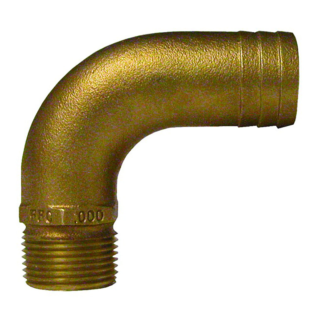 GROCO 1-1/2" NPT x 1-3/4" ID Bronze Full Flow 90 degree Elbow Pipe to Hose Fitting