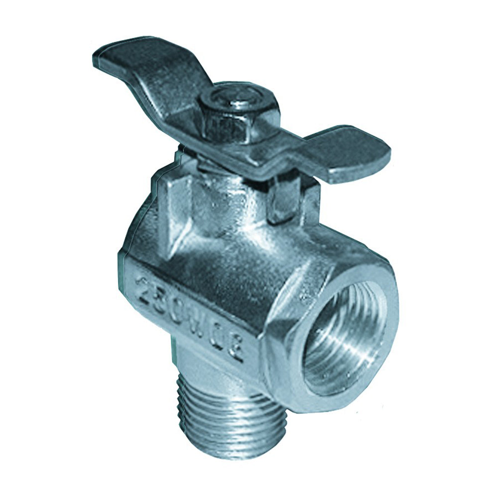 GROCO 1/2" NPT 90 degree Stainless Steel Fuel Valve