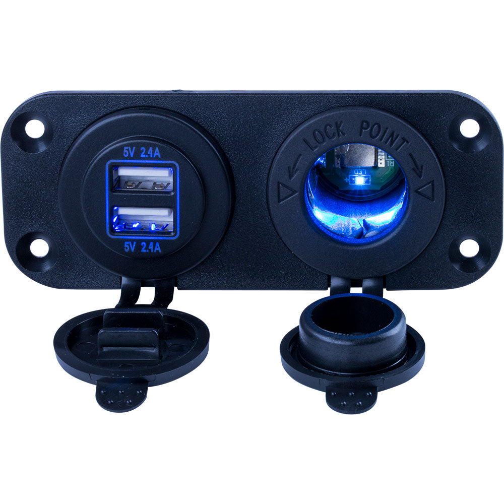 Sea-Dog Double USB and Power Socket Panel