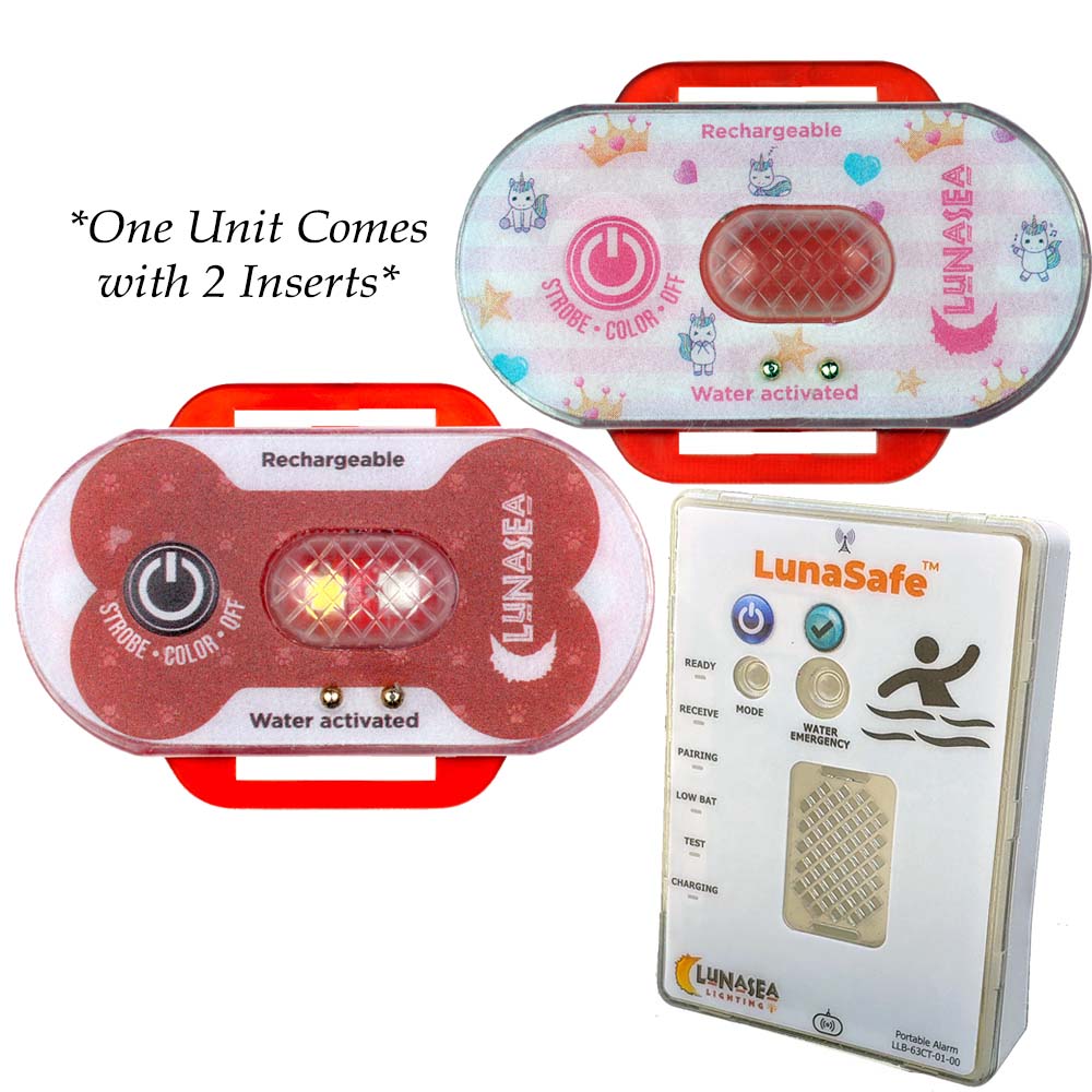 Lunasea Child/Pet Safety Water Activated Strobe Light w/RF Transmitter and Portable Audio/Visual Receiver - Red Case