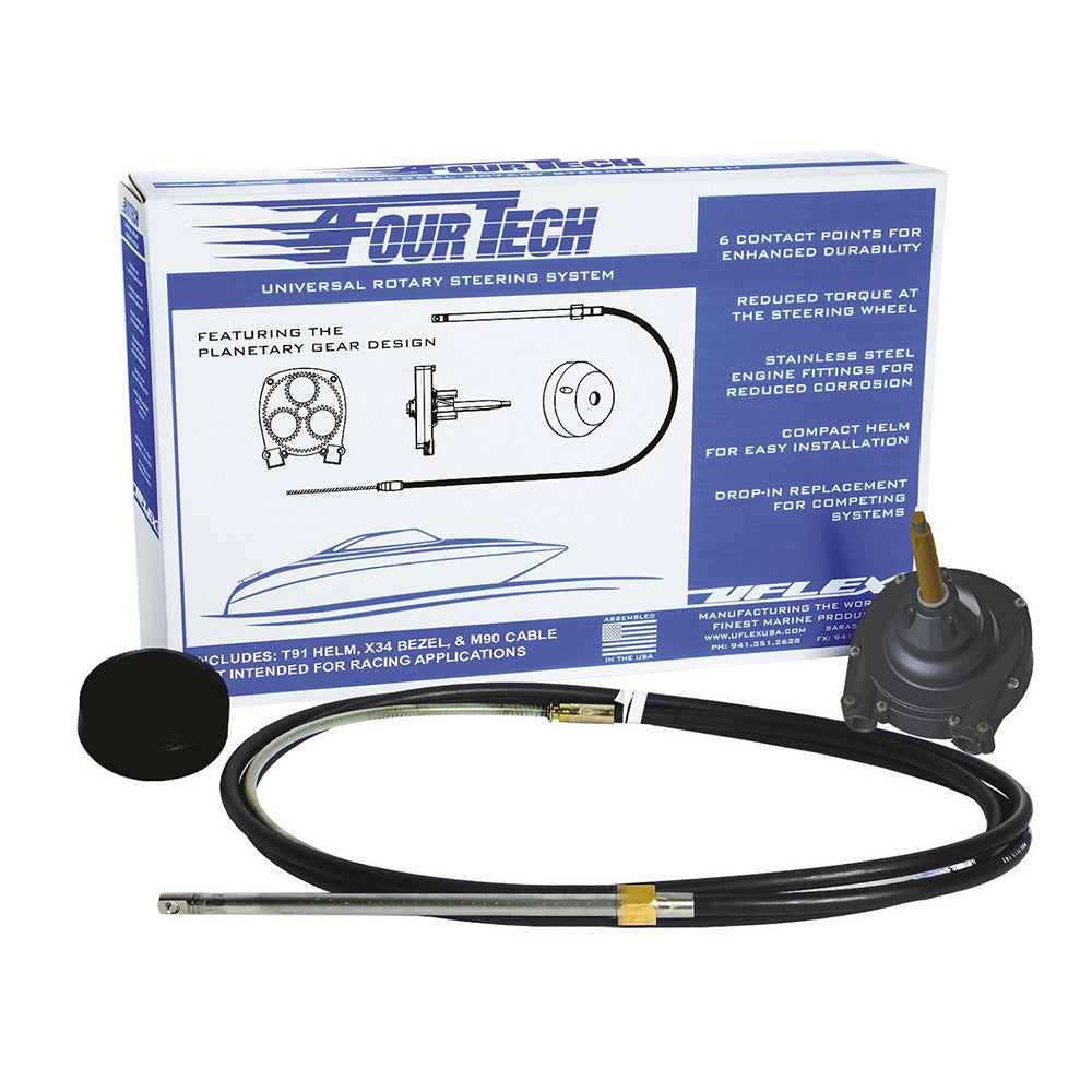 Uflex Fourtech 18' Black Mach Rotary Steering System w/Helm, Bezel and Cable