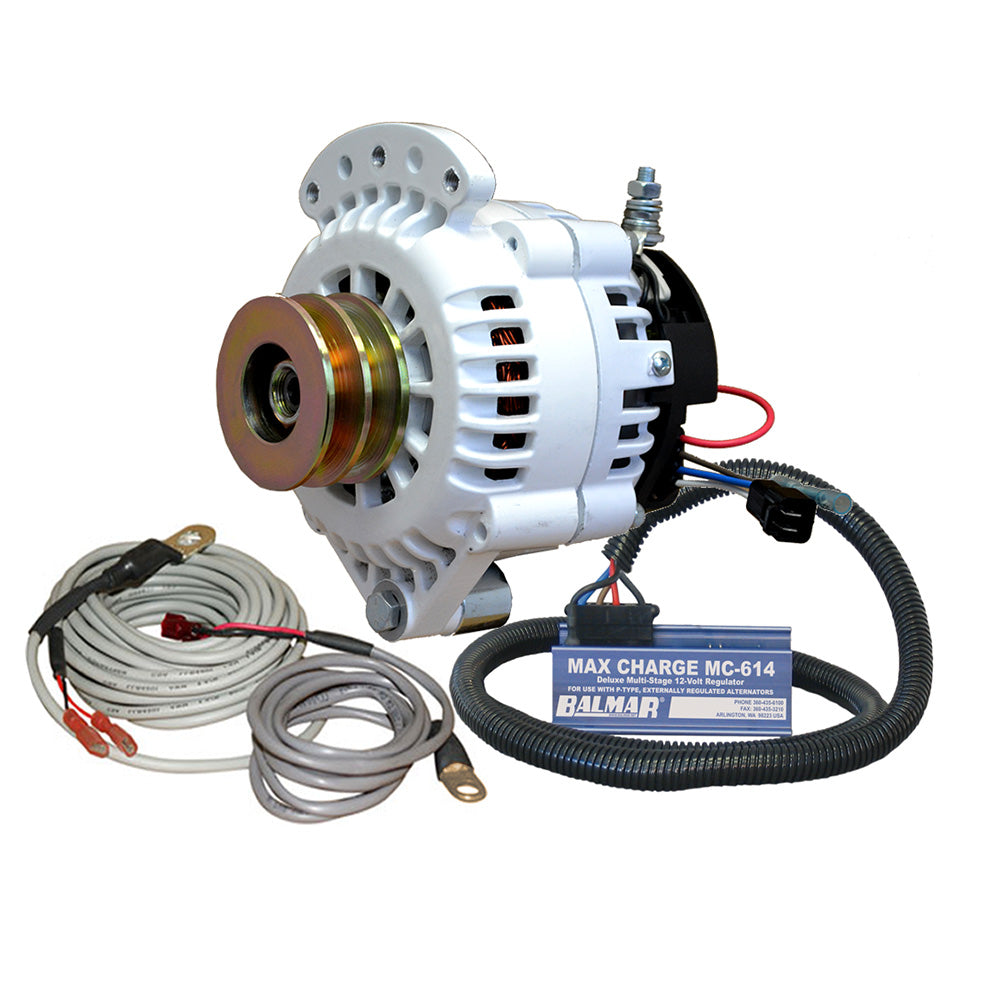 Balmar Alternator 100 AMP Kit 12V 1-2" Single Foot Spindle Mount Dual Vee Pulley Regulator and Temp Sensor (621-VUP-MC-100-DV)