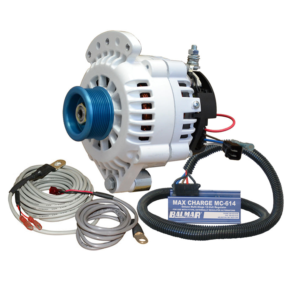 Balmar Alternator 100 AMP Kit 12V 1-2" Single Foot Spindle Mount J10 Pulley Regulator and Temp Sensor (621-VUP-MC-100-J10)