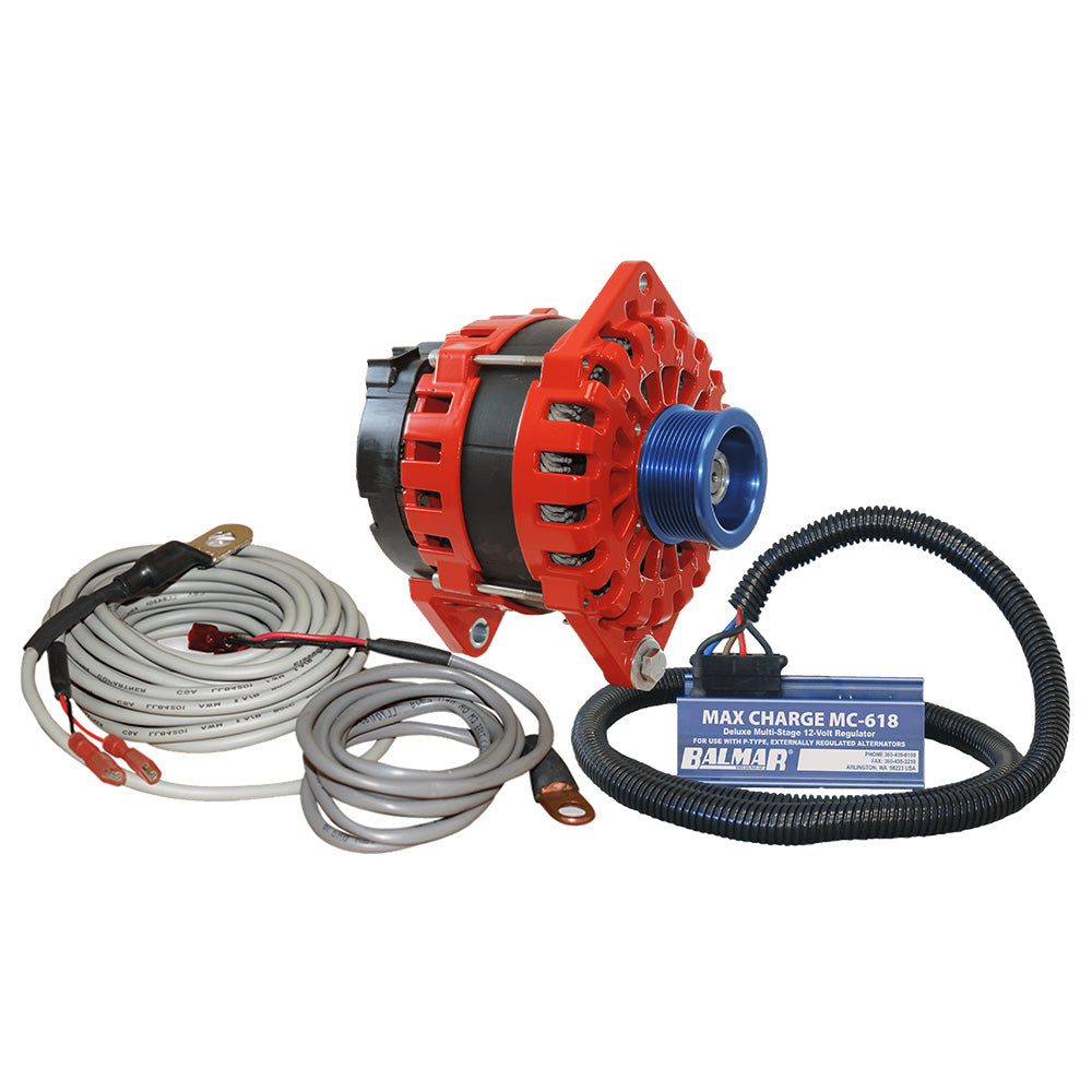 Balmar Alternator 250 AMP Kit 12V 3.15" Dual Foot Saddle J10 Pulley Regulator and Temp Sensor (XT-DF-250-J10-KIT)