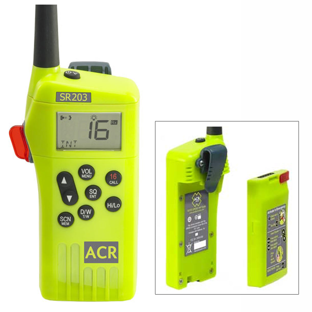 ACR SR203 GMDSS VHF Handheld Survival Radio (Replaceable Lithium Battery)