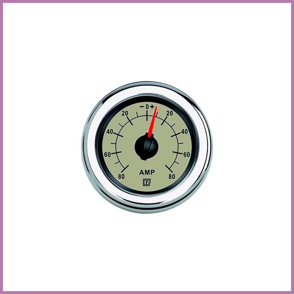 Vetus Ampmeter, cream, 12/24 V (+/- 50A), cut-out size Ø 52 mm (incl. shunt)