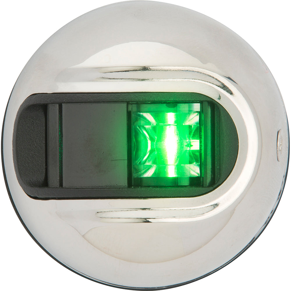 Attwood Side Lights - Round - Vertical Mount - Green - Stainless Steel - 112.5° - 2 nm