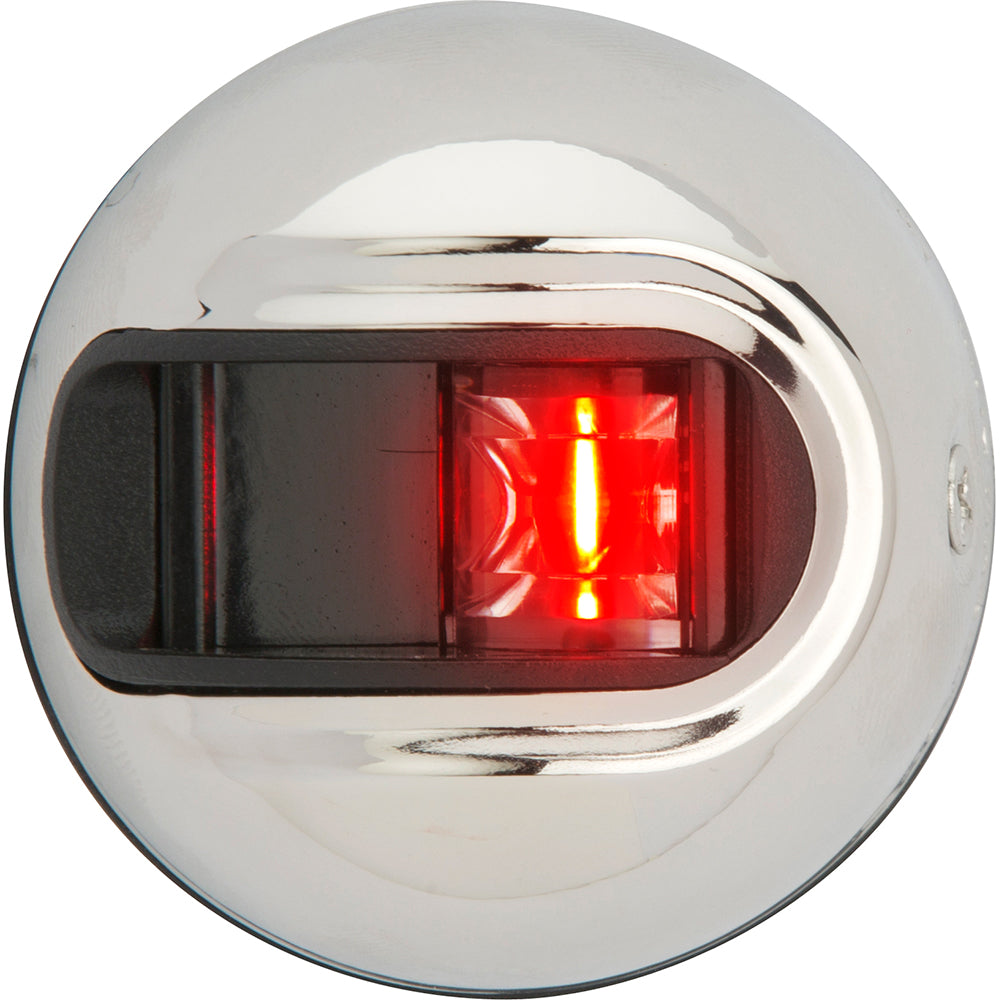 Attwood Side Lights - Round - Vertical Mount - Red - Stainless Steel - 112.5° - 2 nm