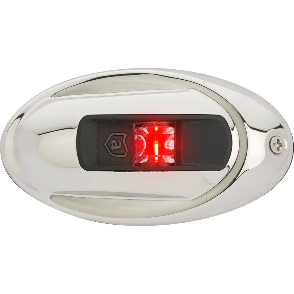 Attwood Side Lights - Oval - Vertical Mount - Red - Stainless Steel - 112.5° - 2 nm
