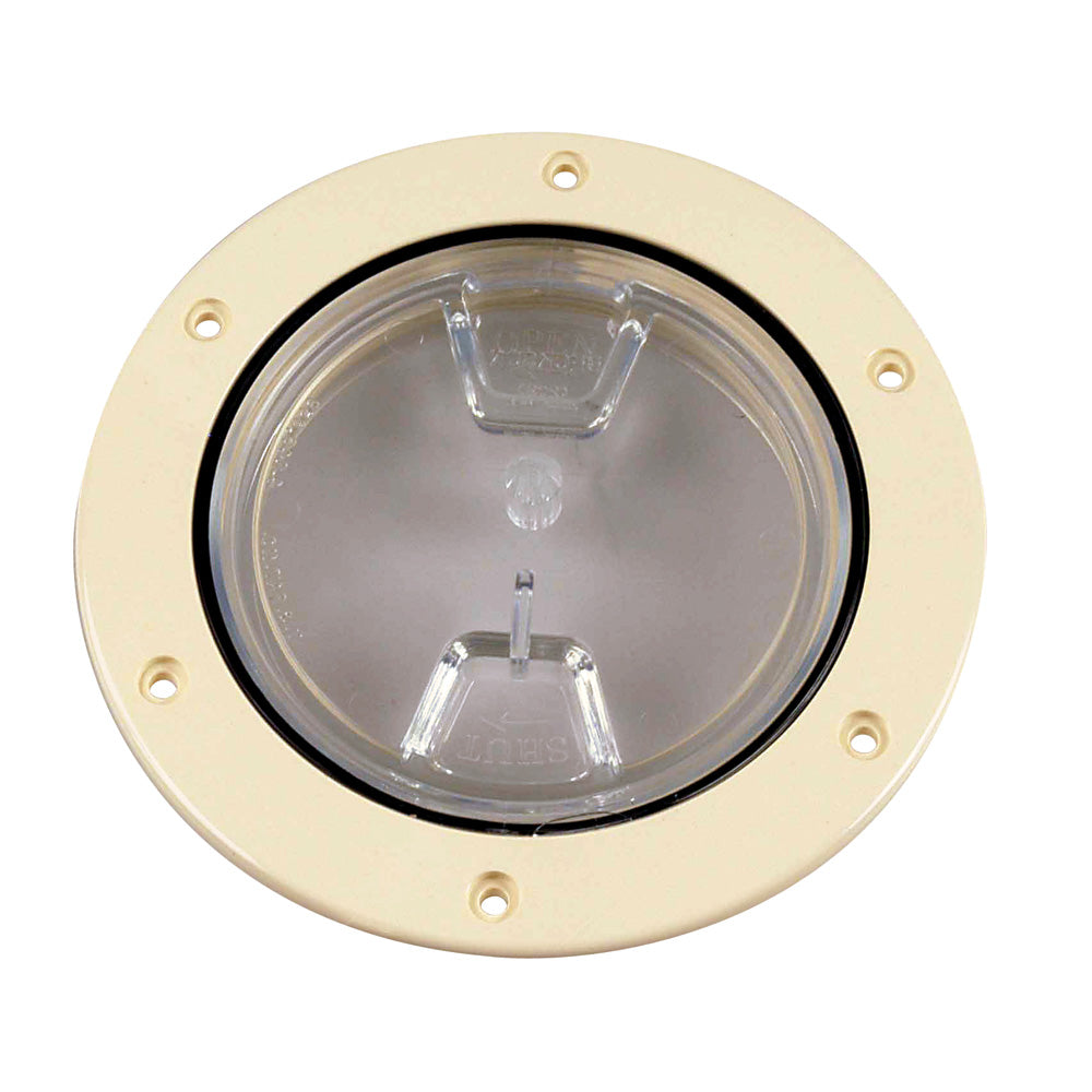 Beckson Marine Inspection Port - Deck Plate Clear Center Screw-Out (Beige) - Size: 5/32 in (4 mm)