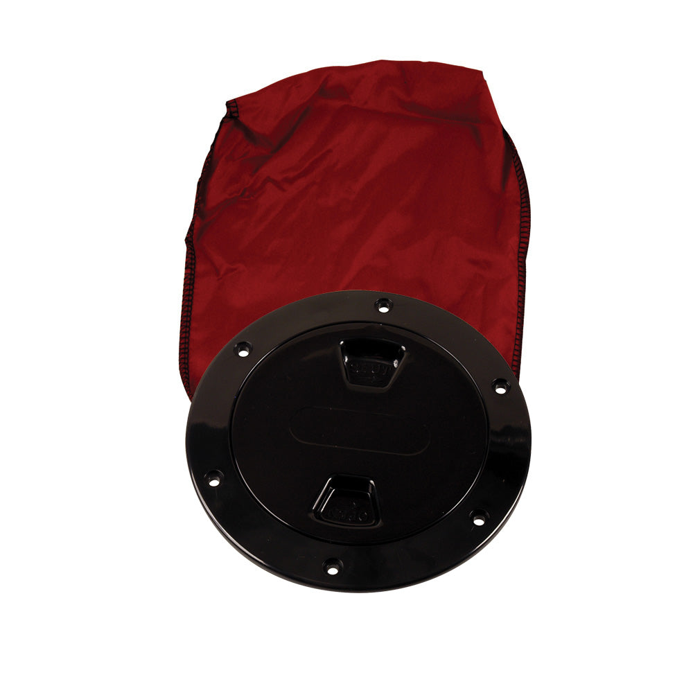 Beckson Marine Inspection Port - Deck Plate Stow-Away w/ Bag (Black) - Size: 5/32 in (4 mm)