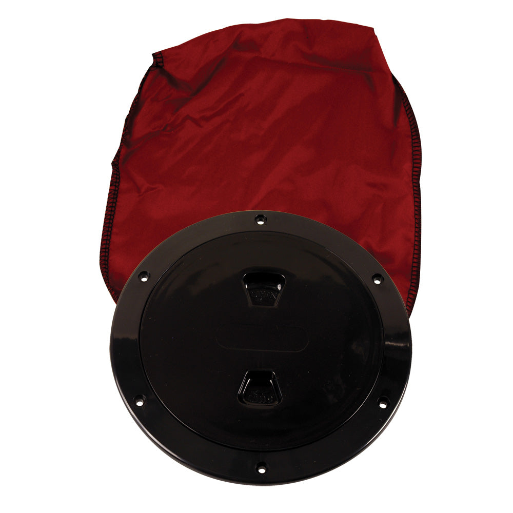 Beckson Marine Inspection Port - Deck Plate Stow-Away w/ Bag (Black) - Size: 15/64 in (6 mm)