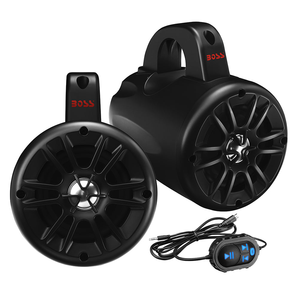 Boss Audio Speakers - BM40AMPBT 2-Way Amplified Roll Cage/Waketower Speaker Pods with Bluetooth Controller - 4.0 in (10.1 cm)