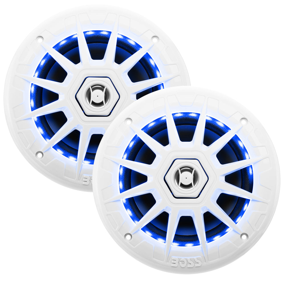Boss Audio Speakers - MRGB65 Coaxial Marine Speakers with RGB LED Lights - 6 1/2 in (16.5 cm)