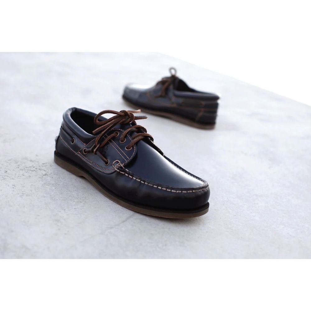 Crazy 4 Sailing Women's Comfort 3-Eye Leather Shoes (Navy)