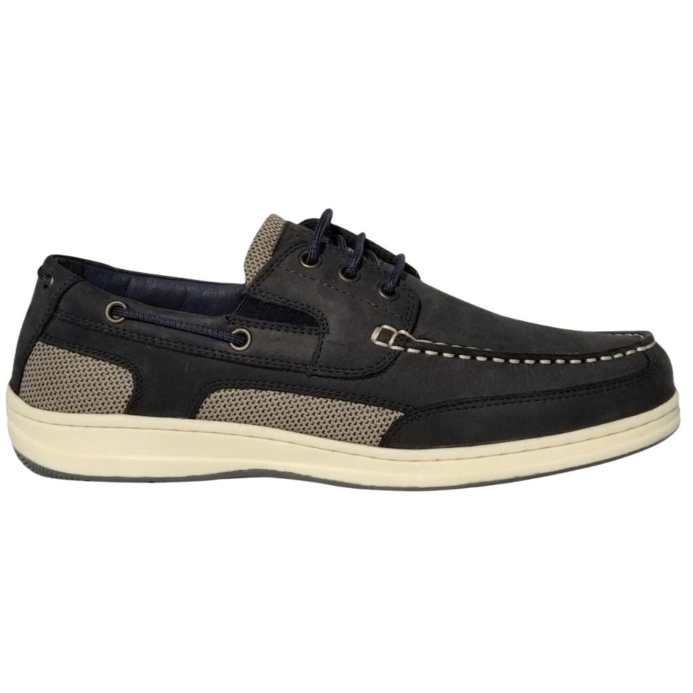 Crazy 4 Sailing Men's  Atlantic 3-Eye Leather Shoes (Navy)