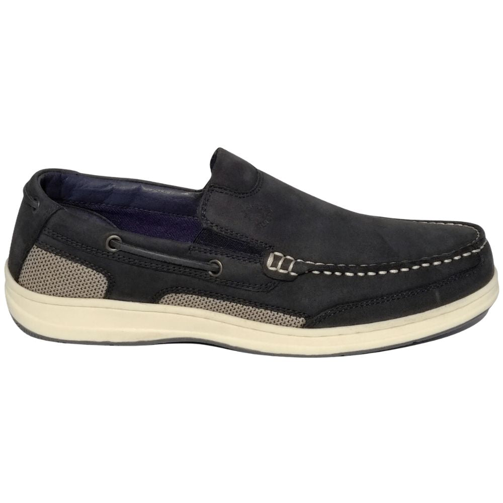 Crazy 4 Sailing Men's  Pacific Leather Loafer Shoes (Navy)