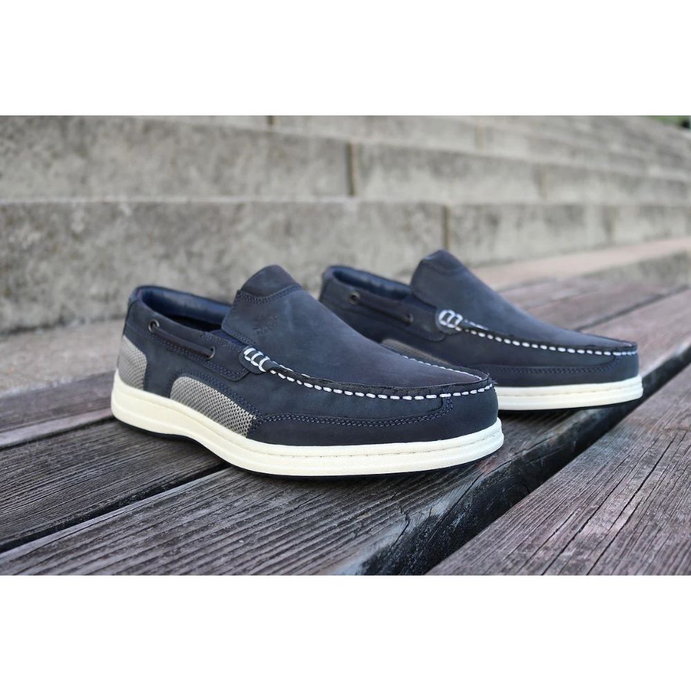 Crazy 4 Sailing Men's  Pacific Leather Loafer Shoes (Navy)