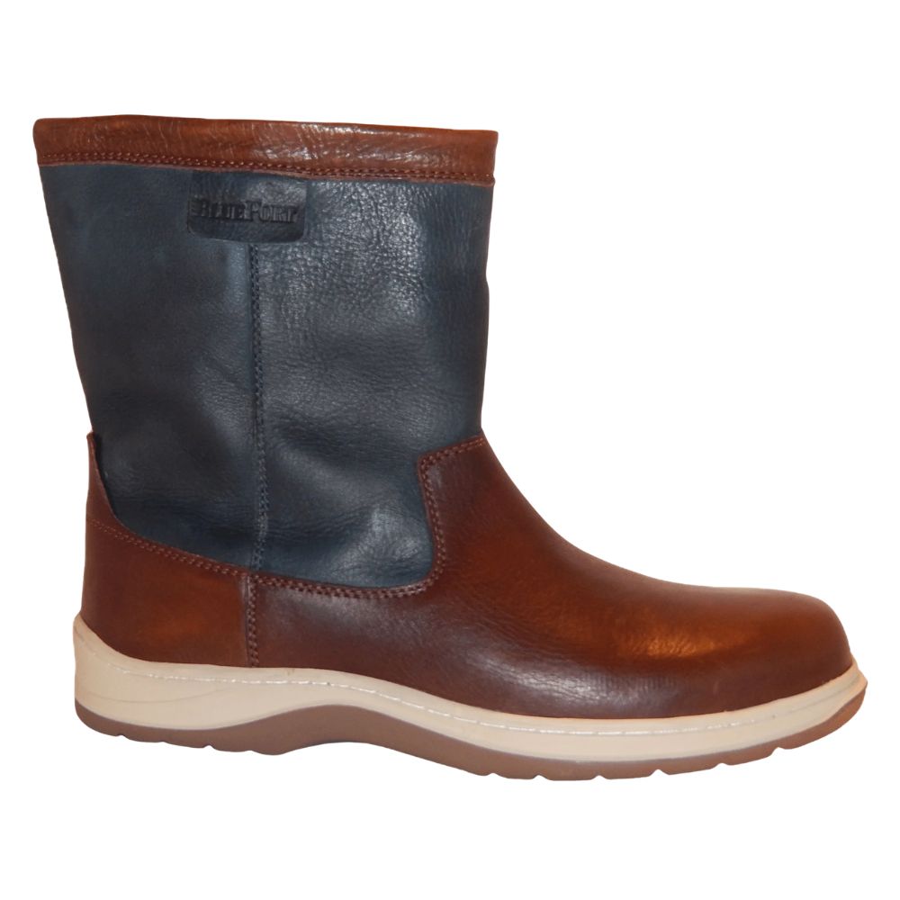 Crazy 4 Sailing Blueport Waterproof & Breathable Leather Boots "Wave Boot II" (Navy / Brown)