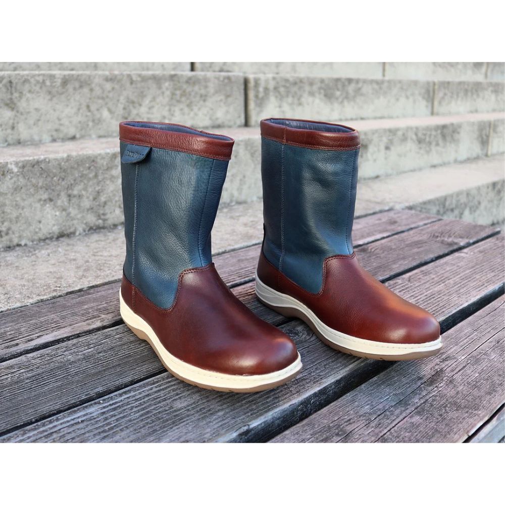 Crazy 4 Sailing Blueport Waterproof & Breathable Leather Boots "Wave Boot II" (Navy / Brown)