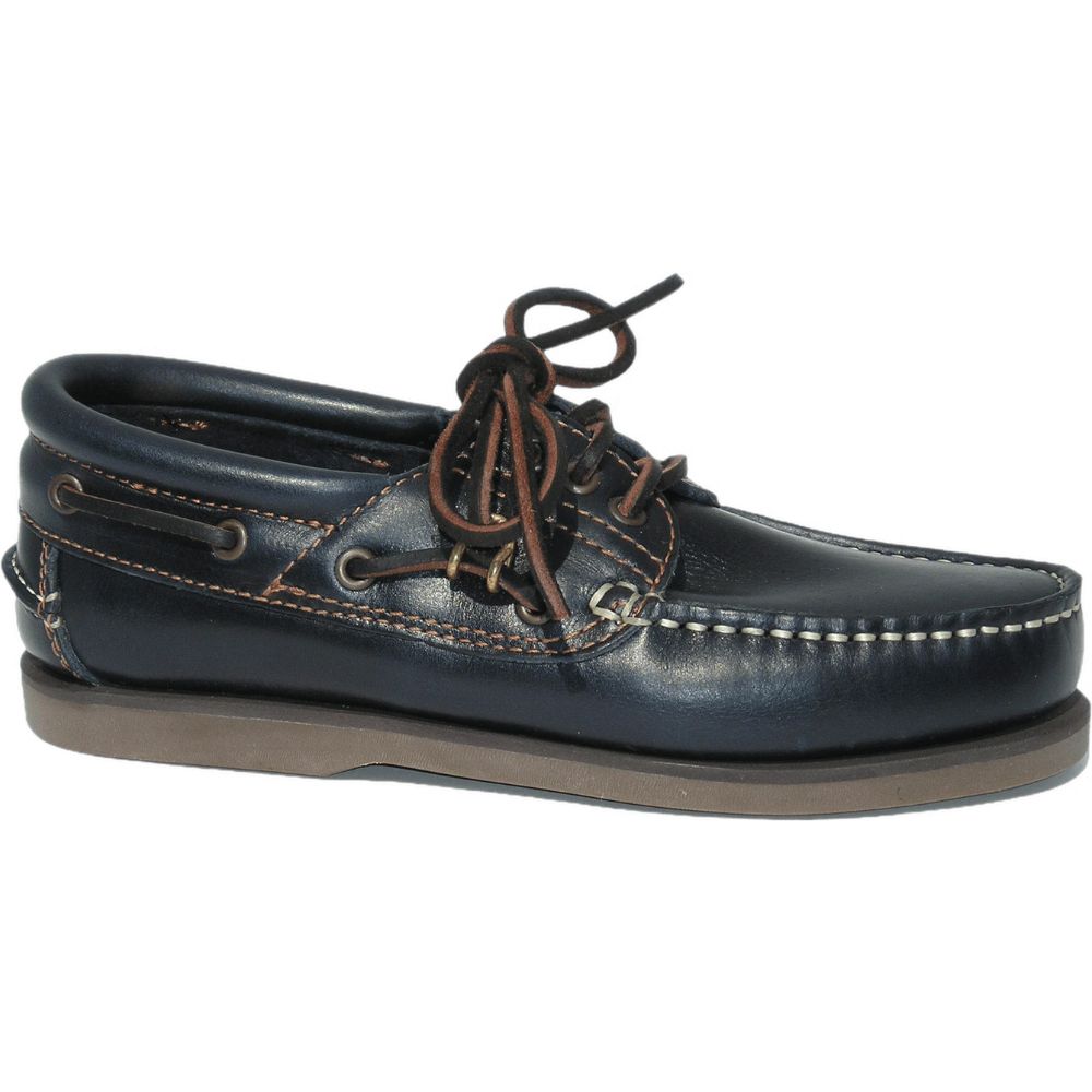 Crazy 4 Sailing Men's Comfort 3-Eye Leather Shoes (Navy)