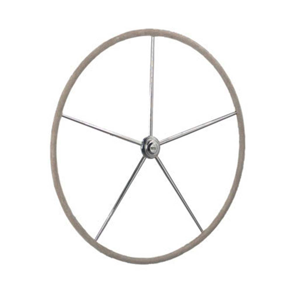 Edson Sailboat Steering Wheel - Destroyer 32 in (813 mm) - Dished w/ Taper Hub (Stainless Steel) - Inc. Leather Cover (Grey)