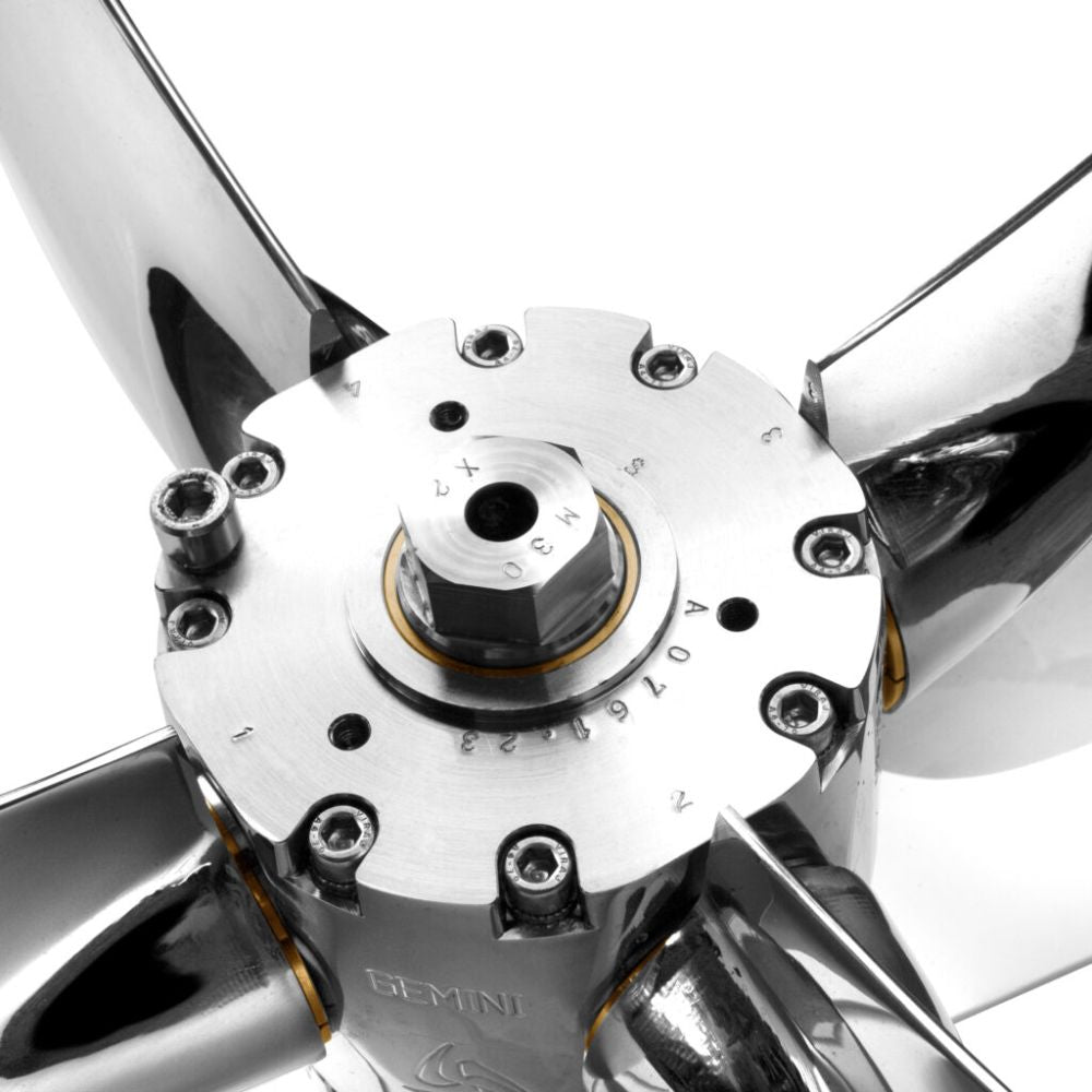 Ewol Propeller - Gemini 4 Blades EnergyMatic (Stainless Steel) w/ Shaft: Up to 1 49/64 in (45 mm) - Blade Dia: 29 in (736.6 mm)