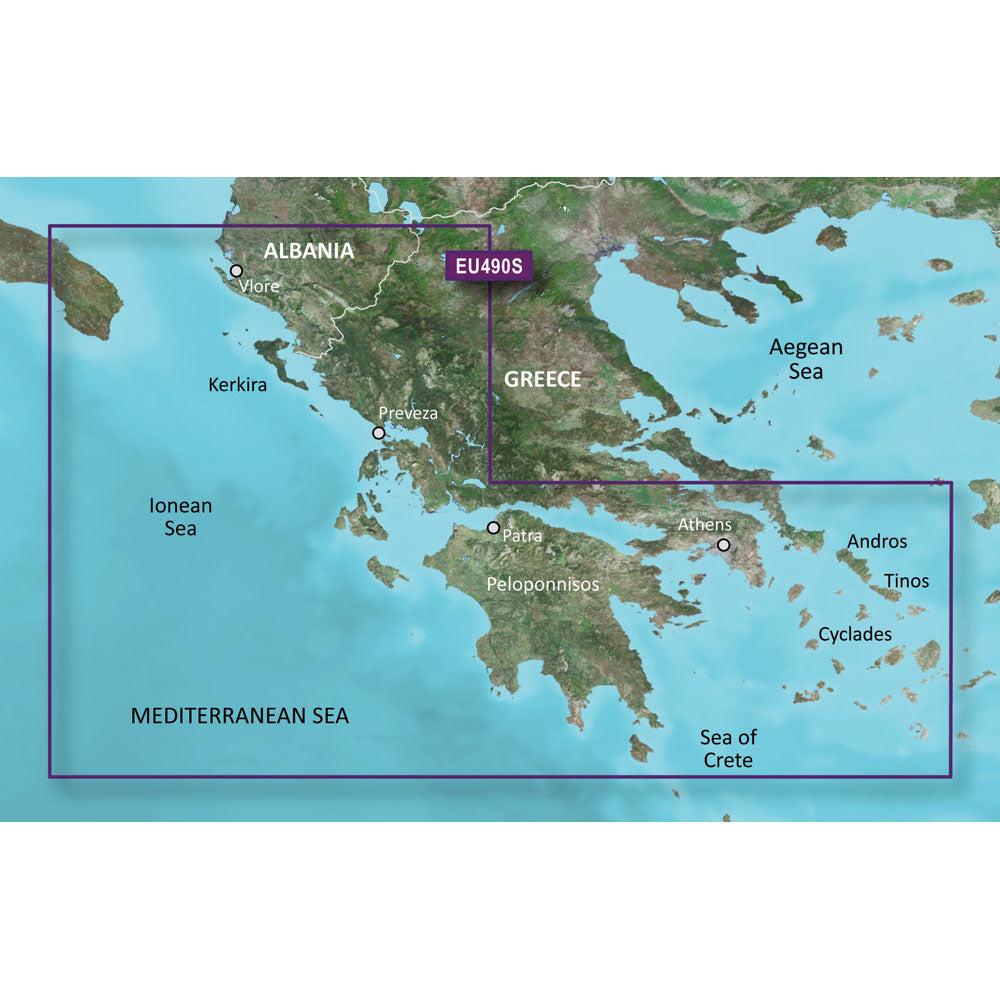 Garmin BlueChart g2 Vision HD - VEU490S - Greece West Coast & Athens - microSD /SD