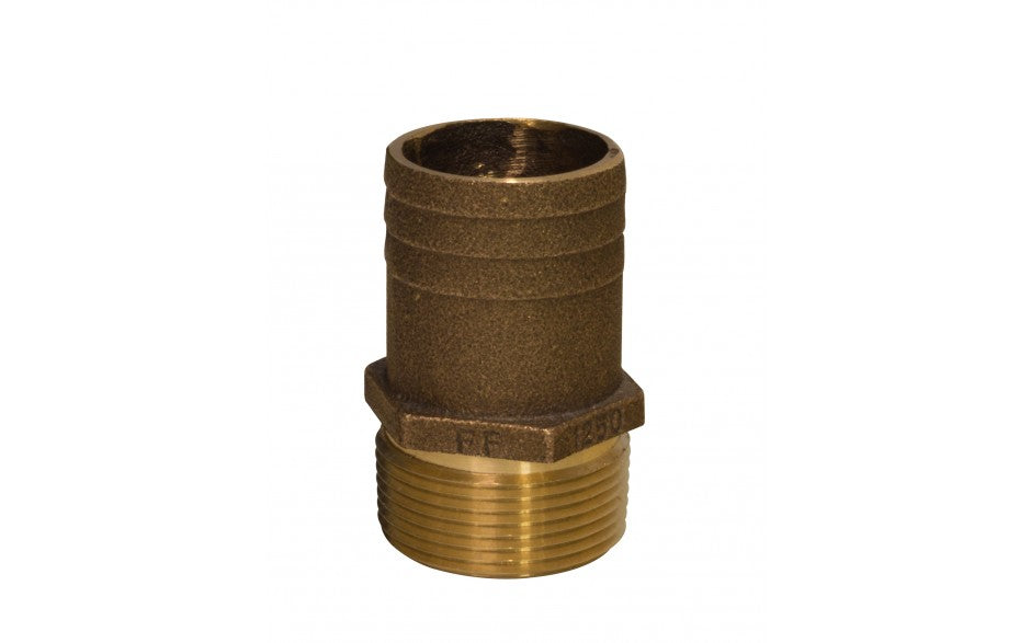 GROCO 1-1/4" NPT x 1-1/2" Bronze Full Flow Pipe to Hose Straight Fitting