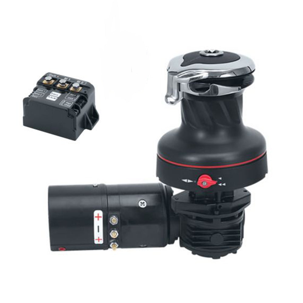 Harken Electric Winch Rewind Size 40 - 24V / Aluminum Black / Two Speed Winch / Left Mount