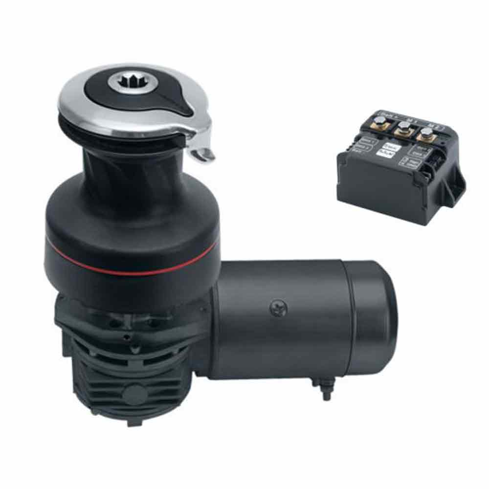 Harken Electric Winch Radial Size 50 - 12V / Aluminum Black / Two Speed Winch / Right Mount