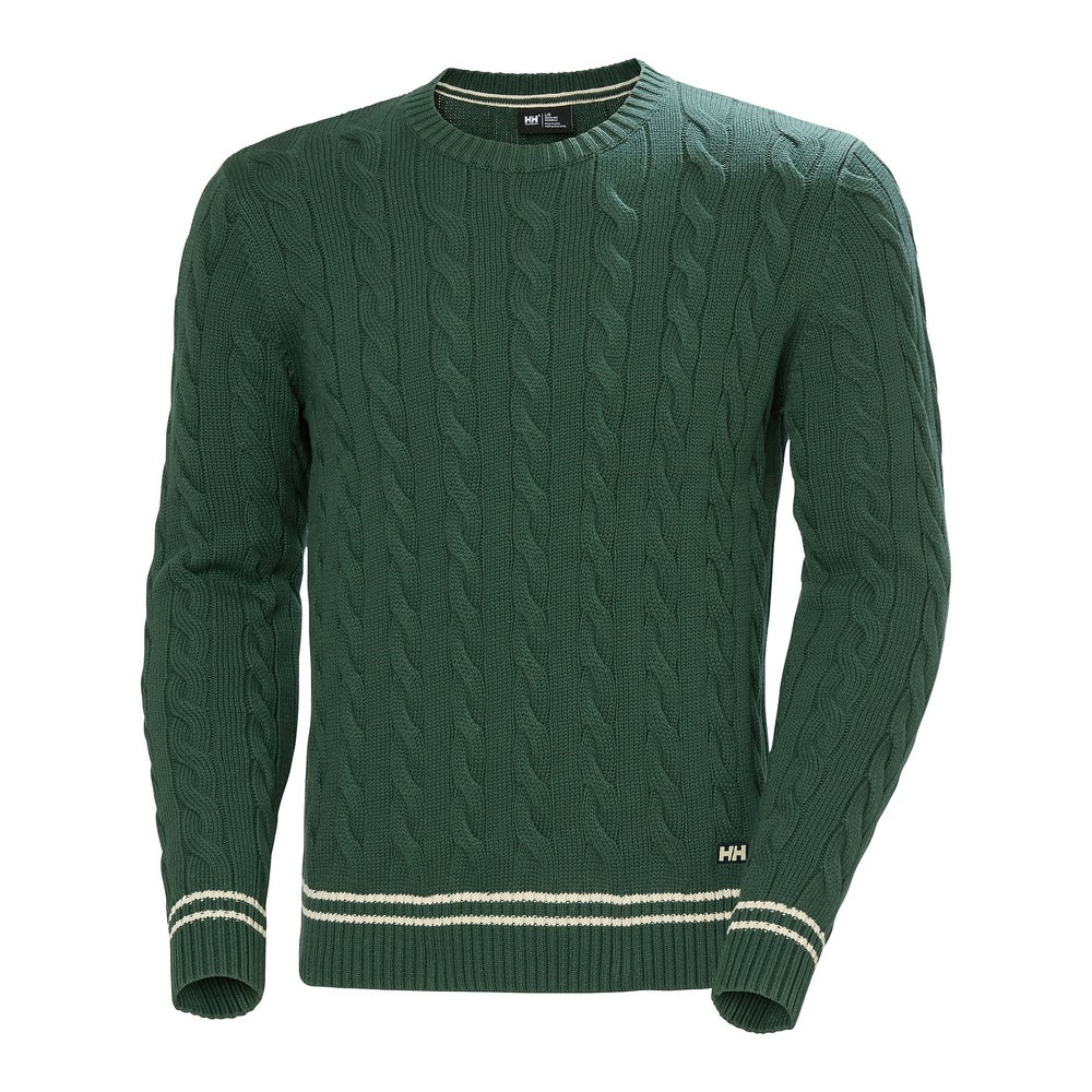 Helly Hansen Men's Crew Neck Knit Sweater - Jungle Green Cabel