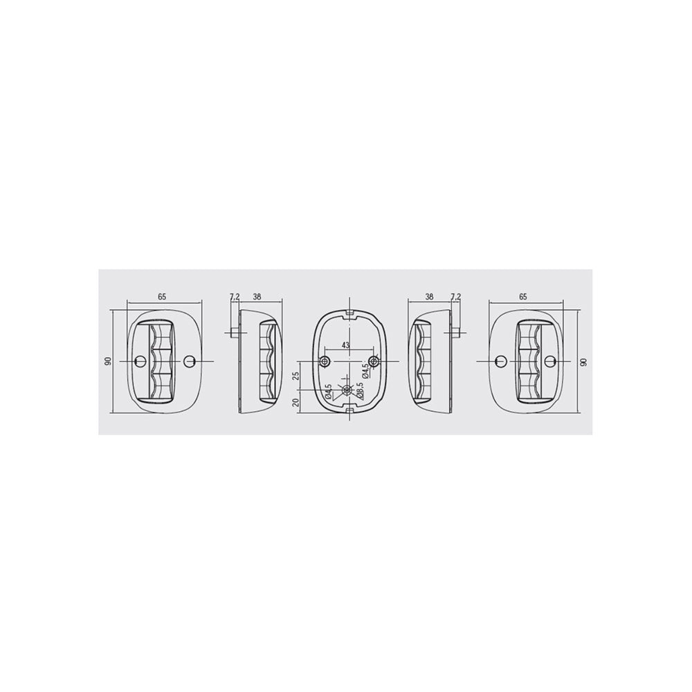 Lalizas Side Lights - FOS 20 Vertical Mount 112.5° 2nm Kit, LED (Black Housing)_Additional1