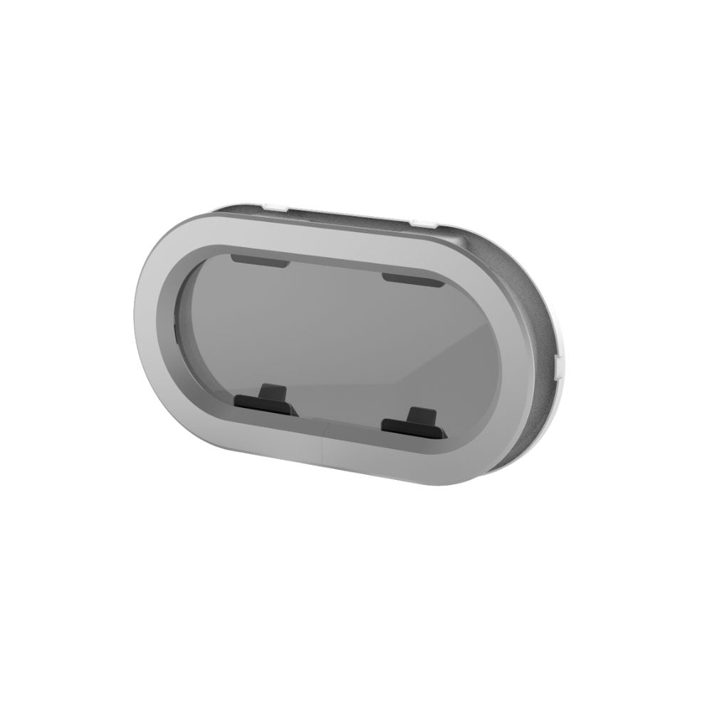 Lewmar Standard Portlight Size 1 (DH RE) - Cut Out: 17.1 x 34.7 cm (6 3/4 x 13 11/16 in) - Smoke Acrylic / Silver, White Trim (393189993)