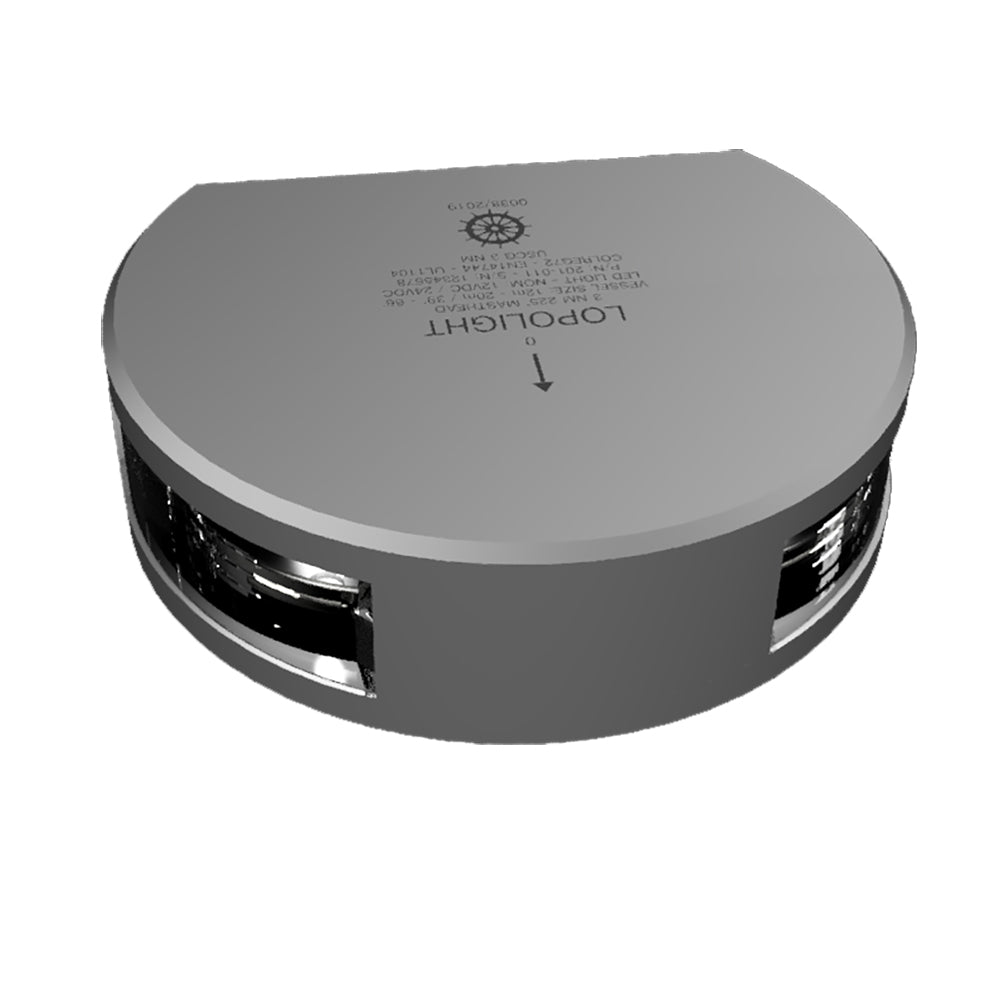 Lopolight Masthead & Anchor Lights - Vertical Mount 225° 3nm & 15m Cable (Silver Housing)