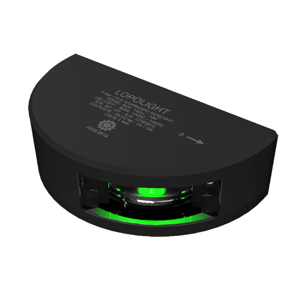 Lopolight Side Lights - Vertical Mount 112.5° 3nm Green (Black Housing)