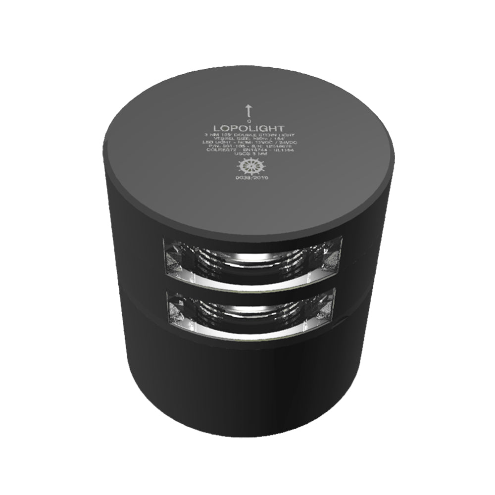 Lopolight Stern Lights - Horizontal Mount 135° 3nm, Double (Black Housing)
