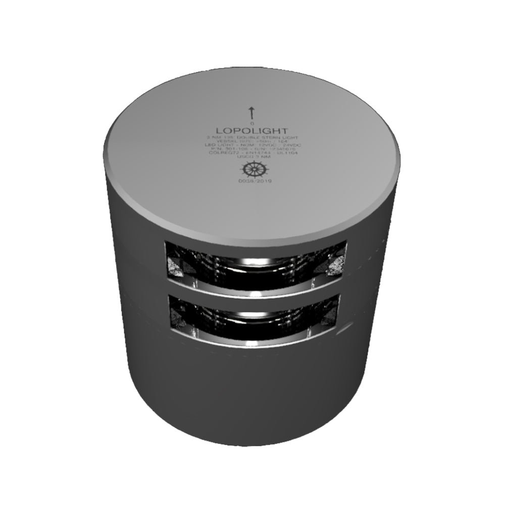 Lopolight Stern Lights - Horizontal Mount 135° 3nm, Double (Silver Housing)